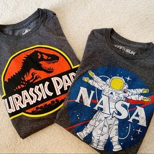 Two tees - Jurassic Park and NASA - size small